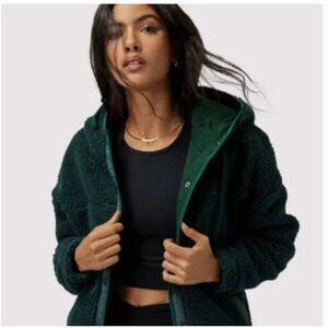 NWT Spiritual Gangster Nessa Hooded Sherpa Jacket Deep Forest Green Small